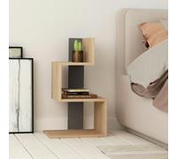 Decortie Rosie Modern 3 Tier Side Table With Storage Multipurpose End Table Oak Anthracite Grey 72Cm