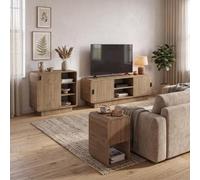 Decortie Rovel 3 Piece Living Room Furniture Set, Natural Oak (Tv Unit, Sideboard & Side Table)