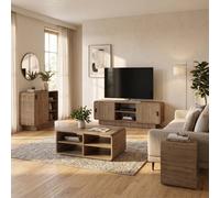 Decortie Rovel 4 Piece Living Room Furniture Set, Natural Oak (Tv Unit, Sideboard, Coffee Table & Side Table)