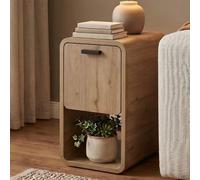 Decortie Rovel Modern Side End Table Drop-Down Door Open Shelf 30Cm Natural Oak Living Room