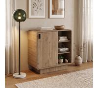 Decortie Rovel Round Edge Sideboard With Soft Close Door And Open Shelves, Natural Oak