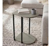 Decortie Roya Half-Round Side Table With Metal Frame & Lower Shelf Ash Green 41.5 X 32 X 56 Cm