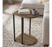 Decortie Roya Half-Round Side Table With Metal Frame & Lower Shelf Dark Oak Effect 41.5 X 32 X 56 Cm