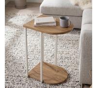 Decortie Roya Half-Round Side Table With Metal Frame & Lower Shelf Whiskey Oak 41.5 X 32 X 56 Cm