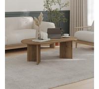 Decortie Sable Modern 119Cm Oval Coffee Table Scandi Japandi Style Floor Protectors Dark Oak Effect Living Room Centre Table