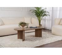 Decortie Sable Modern 119Cm Oval Coffee Table Scandi Japandi Style Floor Protectors Natural Walnut Effect Living Room Centre Table