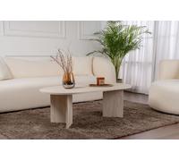 Decortie Sable Modern 119Cm Oval Coffee Table Scandi Japandi Style Floor Protectors Travertine Living Room Centre Table