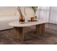 Decortie Sable Modern 119Cm Oval Coffee Table Scandi Japandi Style Floor Protectors Travertine Natural Walnut Effect Centre Table