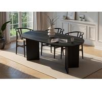 Decortie Sablin Oval Dining Table Panel Legs Black Wood 180 X 90 X 75 Cm