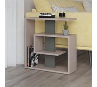 Decortie Saly Modern 3-Tier Compact Side Table With Storage Shelves Mocha Grey Anthracite Grey 57Cm