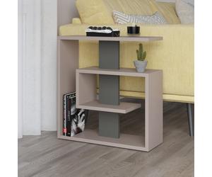 Decortie Saly Modern 3-Tier Compact Side Table With Storage Shelves Mocha Grey Anthracite Grey 57Cm