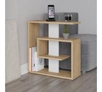 Decortie Saly Modern 3-Tier Compact Side Table With Storage Shelves Oak White 57Cm