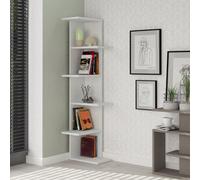 Decortie Saso Modern Corner Bookcase Display Unit 5 Tier Freestanding White 141Cm