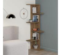 Decortie Saso Modern Corner Bookcase Display Unit Dark Oak Effect Medium 141(H)Cm