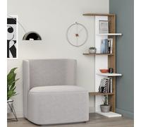 Decortie Saso Modern Corner Bookcase Shelving Unit Display Unit 5 Tier Freestanding White Dark Oak Effect 141Cm