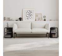 Decortie Set of 2 Modern 'Echo' Sofa Side Tables 3-Tier with Metal Frame in Mid Grey | Size: 1 Pack Decortie Mid Grey 1 Pack