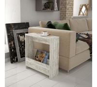 HOCUS PICUS Side Table with Magazine Rack for Living Room and Office - Many Colour Options - Side/End Table - 55 x 20 x 60cm (Ancient White)