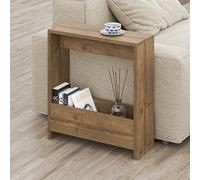 Decortie Simpi Modern Slim End Table Magazine Rack 55Cm Multipurpose Dark Oak Effect Living Room H 60Cm