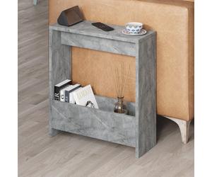 Decortie Simpi Modern Slim End Table Magazine Rack 55Cm Multipurpose Gold Marble Effect Living Room H 60Cm