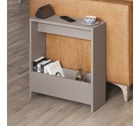 Decortie Simpi Modern Slim End Table Magazine Rack 55Cm Multipurpose Mocha Grey Living Room H 60Cm