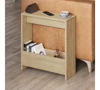 Decortie Simpi Modern Slim End Table Magazine Rack 55Cm Multipurpose Oak Living Room H 60Cm