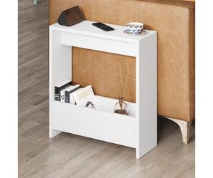 Decortie Simpi Modern Slim End Table Magazine Rack 55Cm Multipurpose White Living Room H 60Cm