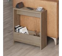 Decortie Simpi Natural Oak Slim End Table With Magazine Rack (H) 60Cm