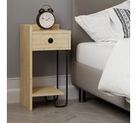 Decortie Sirius Modern Bedside Table With 1 Drawer Open Shelf Left Module Oak Width 32Cm