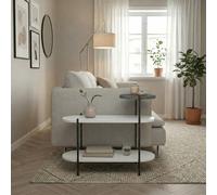 Decortie Somo 3-Tier Display Side Table With Metal Frame White / Retro Grey 63.5 X 25.5 X 56.7 Cm