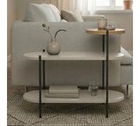 Decortie Somo 3-Tier Display Side Table With Metal Frame Sandstone / Oak 63.5 X 25.5 X 56.7 Cm
