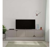 Spark' Modern Wall Mounted TV Unit with Storage 180cm Decortie Grey 2 Pack