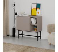 Decortie Storage Cabinet Push-To-Open Door Sideboard 2 Open Shelves, Metal Legs, Easy Assembly, Living&dining Room, Mocha Grey