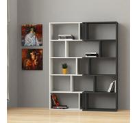 Decortie Tapi Modern Tall Bookcase Wall Mounted Set Of 2 With 5 Tiers And 15 Compartments Anthracite Grey 124 X 29 X 159 Cm