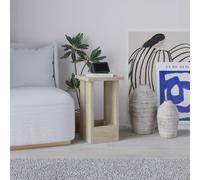 Decortie Tasos Modern Slim Side End Coffee Table 30Cm Particle Board Legs Travertine Living Room H 50.5Cm