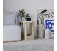 Decortie Tasos Modern Slim Side End Coffee Table 30Cm Particle Board Legs Travertine Living Room H 50.5Cm