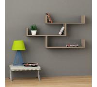 Decortie Tibet Modern Wall Mounted Shelf Display Unit Mocha Grey W 119Cm Wide