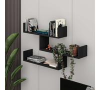 Tibet' Wall-Mounted Bookcase Display Unit 120cm Wide Decortie Black 1 Pack