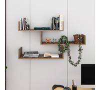 Tibet' Wall-Mounted Bookcase Display Unit 120cm Wide Decortie Brown 1 Pack