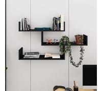 Decortie Tibet' Wall-Mounted Bookcase Display Unit 120cm Wide in True Black | Size: 1 Pack Decortie True Black 1 Pack