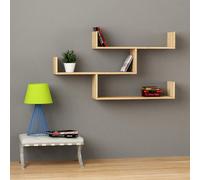 Decortie Tibet Wall Shelf Floating Bookcase Display Unit Oak 66.5X119X22Cm