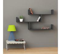 Decortie Tibet Wall Shelves - Floating 3 Tier Wall Mounted Display Unit Anthracite Grey