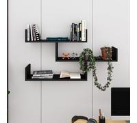 Decortie Tibet Wall Shelves - Floating 3 Tier Wall Mounted Display Unit Black