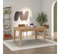 Decortie Tolmen Dining Table Rectangular Extendable Table Up To 6 Seater Contemporary Kitchen Table 140Wcm Living Room, Oak