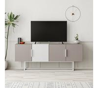 Decortie Tontini Modern Tv Unit Multimedia Centre Mocha Grey White With Storage Tv Cabinet 140Cm