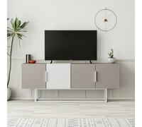 Decortie Tontini Modern Tv Unit With 4 Doors 140Cm Mocha Grey White, Multi