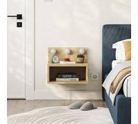Decortie Treo' Floating Bedside Table with 3 LED Lights 30cm in Brown | Size: 1 Pack Decortie Brown 1 Pack