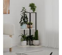 Decortie Vetra Modern 3-Tier Plant Stand 46Cm Indoor Planter Holder With Metal Frame Corner Design, Sandstone