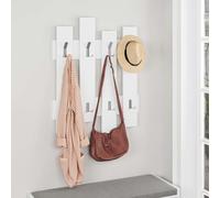 Decortie Wave' Modern Coat Rack Wall-Mounted 8 Hooks 64x81cm in White | Size: 1 Pack Decortie White 1 Pack
