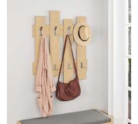 Decortie Wave Modern Wall-Mounted Coat Hanger With 8 Hooks, Oak, 69 Width