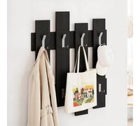 Wall Mounted Coat Rack with 8 Sturdy Hooks - 81x64cm Practical Hallway Organizer for Coats, Hats, Bags, and Scarves - Sleek Design & Multiple Colours - Durable & Space-Saving (Black Wood)